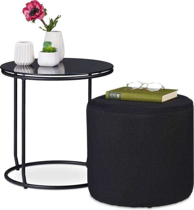 Actual product image Relaxdays Side table with stool (40 x 40 x 40 cm)