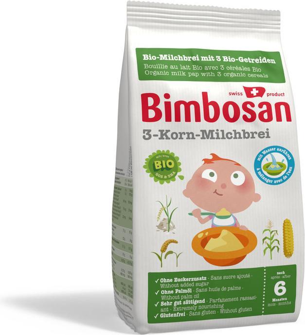 Actual product image Bimbosan Organic 3 Grain Milk Porridge (280 g)