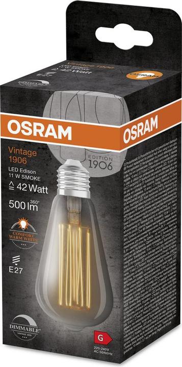 Produktbild Osram LED-Vintage-Lampe (E27, 11 W, 500 lm, 4 x, G)