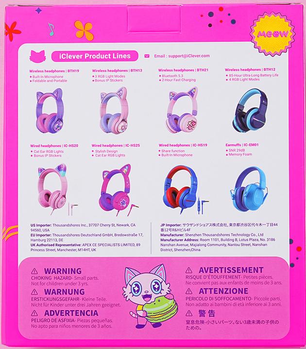 Actual product image Iclever Headphones Kids Cat 74/85/94 dB