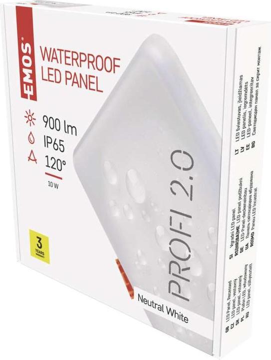 Produktbild Emos LED Einbauleuchte 125x125, quadr., weiss, 10 W neutralw.,IP65 (900 lm)