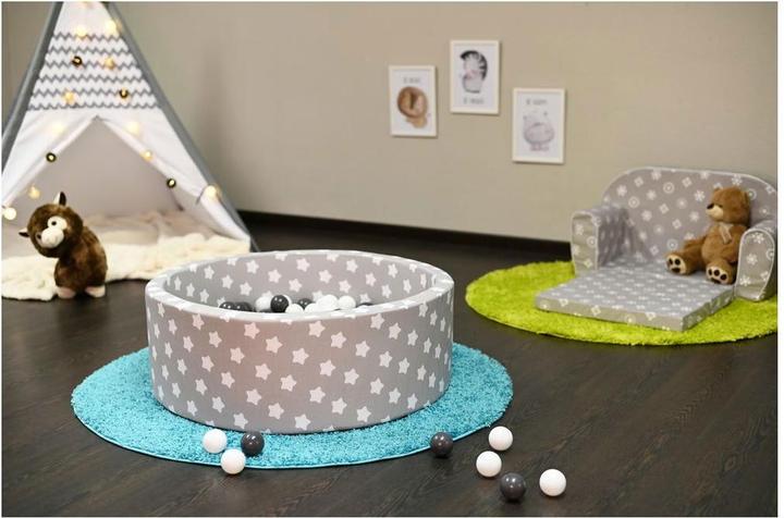 Immagine prodotto Knorrtoys Bällebad soft - "Grey white stars" - 300 balls grey/creme (ca. 6cm Durchmesser)