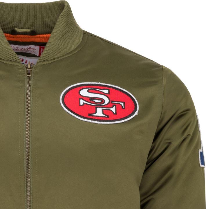 Actual product image Mitchell & Ness M&N Satin Bomber Jacket - PATCHES San Francisco 49ers - M (M)