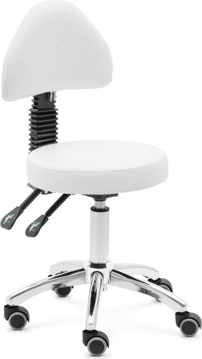 Produktbild Physa Rollhocker mit Rückenlehne Friseurhocker Kosmetikhocker 48 - 55 cm 150 kg weiss