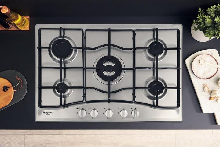 Actual product image Hotpoint PCN 752 T/IX/HAR Stainless steel Built-in hob 75 cm Gas 5 Cooker(s)