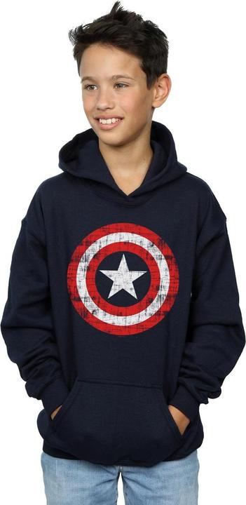 Actual product image Boys Avengers Captain America Scratched Shield Hoodie (152, 158)