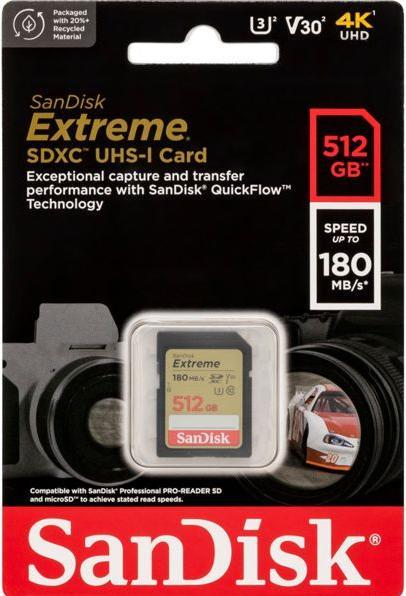 Produktbild SanDisk Extreme (512 GB, SDXC, U3, UHS-I)