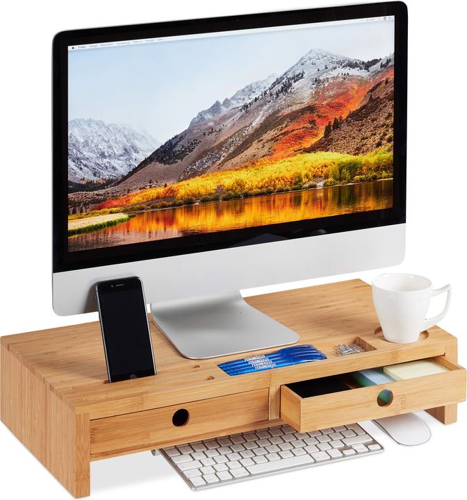 Produktbild Relaxdays Monitorständer mit 2 Schubladen