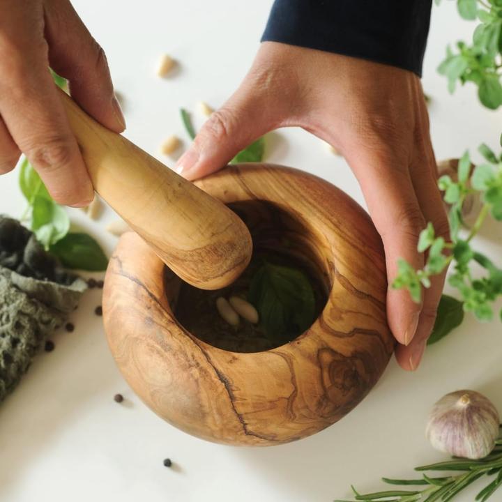 Actual product image Hofmeister Holzwaren 2x olive wood mortar and pestle