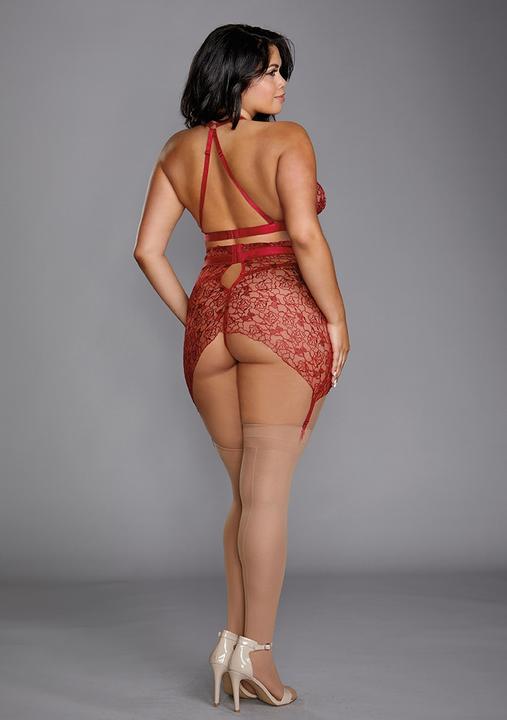 Produktbild Dreamgirl Delicate Floral Embroidery Three-Piece Set - Garnet (XXL)