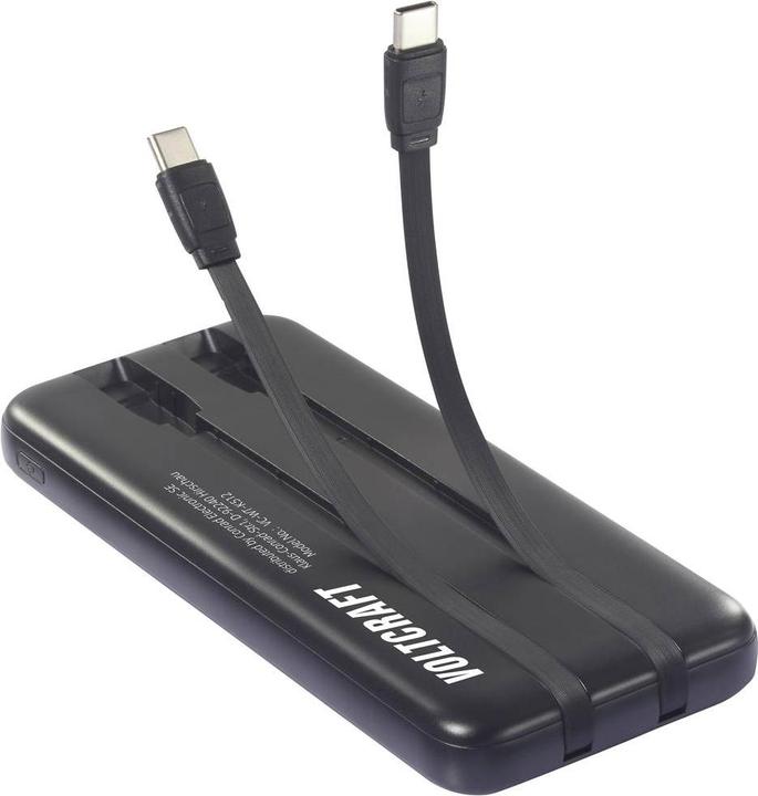 Actual product image Voltcraft VC-WT-K512 Powerbank 10000 mAh Fast Charge LiPo Black Status indicator (10000 mAh, 18 W, 37 Wh)
