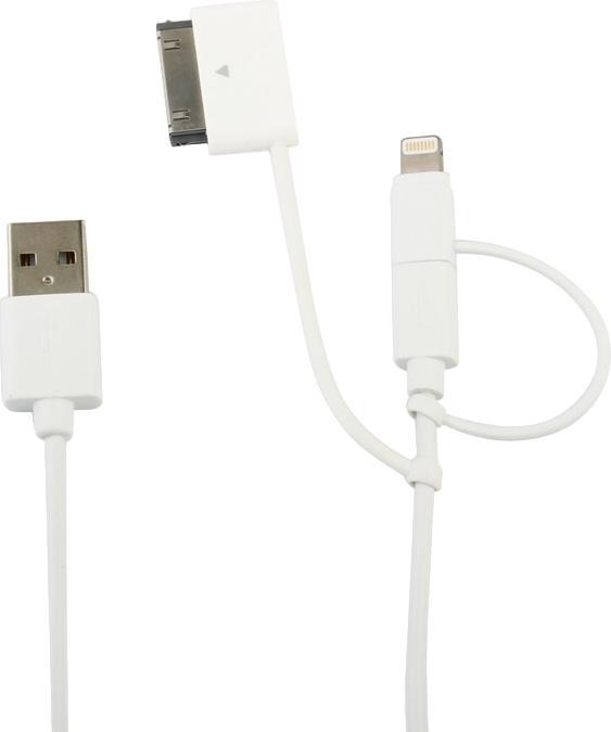 Immagine prodotto Muvit CAVO A MOLLA 3EN1 2,4A 30 PIN/MICRO-USB/FULMINE BIANCO (USB 1.0, USB 3.0, USB 4.0, USB 2.0)