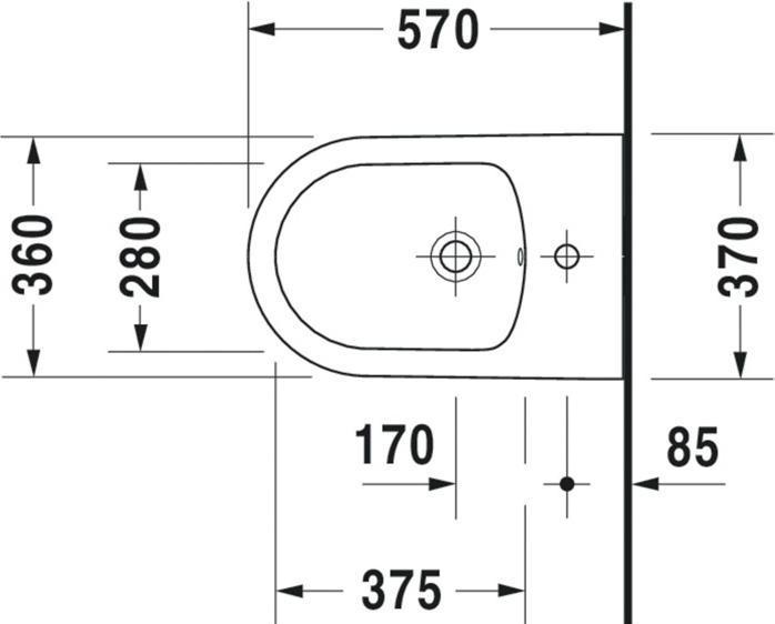 Actual product image Duravit Wall-mounted bidet ME by Starck m ÜL m HLB 370x570mm 1 tap hole white