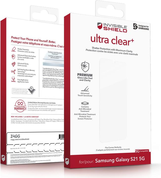 Actual product image InvisibleShield Ultra Clear+ (1 Piece, Samsung Galaxy S21+)