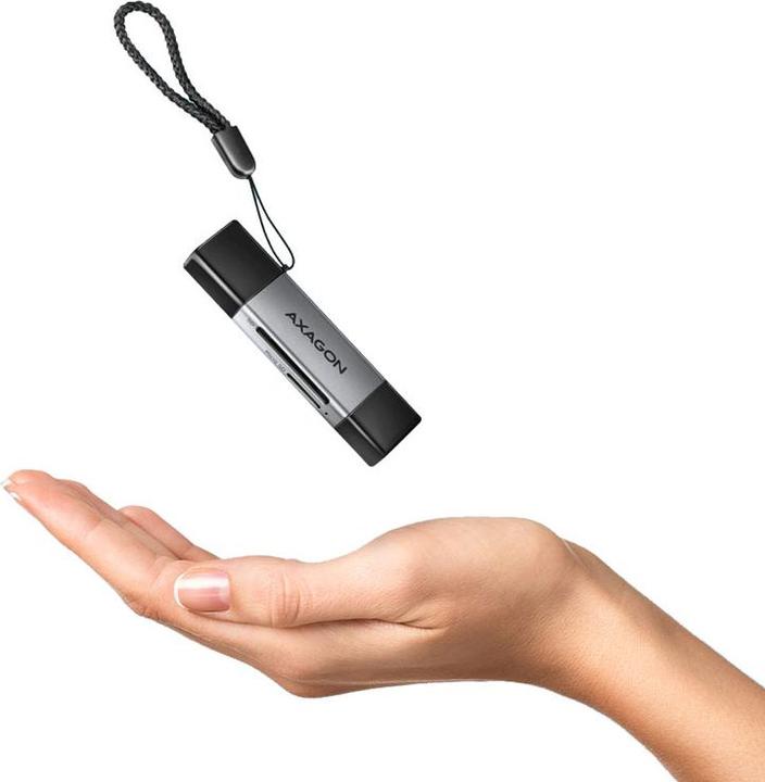 Produktbild Axagon CRE-DAC External USB 3.2 Gen1 Type-C+Type-A 2-slot SD/microSD (USB 3.0, Type-B)