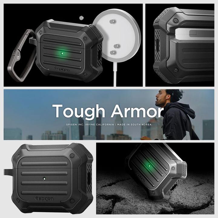 Actual product image Spigen TOUGH ARMOR MAG MAGSAFE Apple AIRPODS PRO 1 / 2 BLACK (Headphone bag)