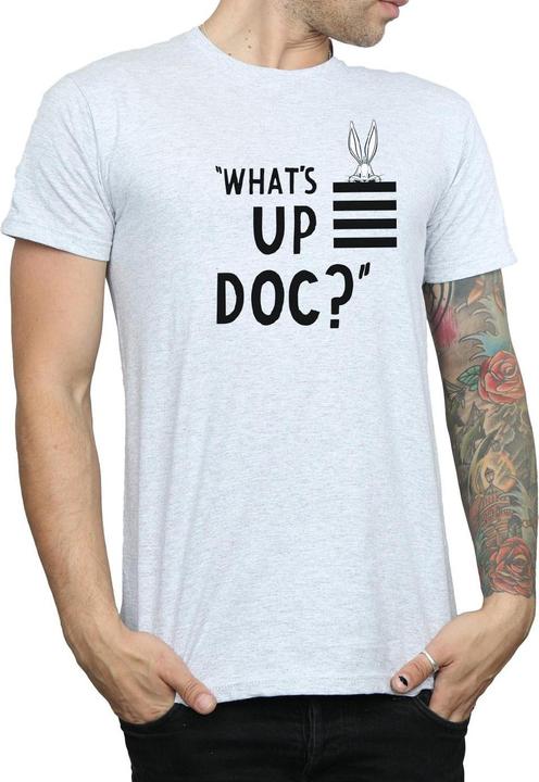 Actual product image Looney Tunes Mens What's Up Doc Bugs Bunny Striped Cotton T-Shirt (M)