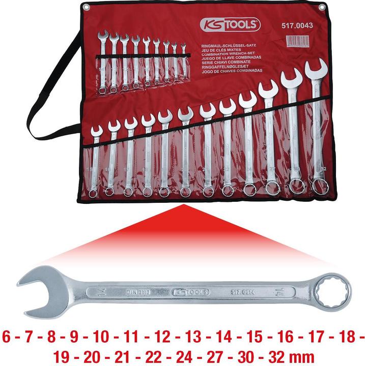 Actual product image KS Tools Combination wrench set. angled. 21 pcs. 517.0 (11 mm, 13 mm, 32 mm, 18 mm, 29 mm, 12 mm, 20 mm, 19 mm, 27 mm, 15 mm, 22 mm, 25 mm, 6 mm, 21 mm, 7 mm, 14 mm, 31 mm, 8 mm, 10 mm, 30 mm, 23 mm, 26 mm, 17 mm, 28 mm, 9 mm, 16 mm, 24 mm)