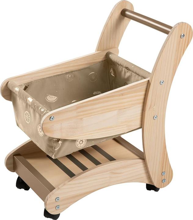 Howa Kaufladenzubehör Einkaufswagen aus Holz "Lucky" khaki 48823