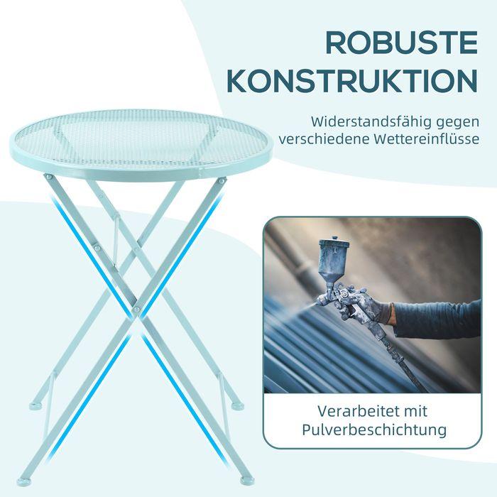 Produktbild Swisshandel24 Garten Sitzgruppe für 2 Personen Bistro-Set Garnitur 1 Tisch+2 faltbare Stühle für Terrasse Balkon M (55.50 cm)