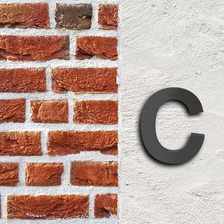 Image du produit Wiltec Plaque Numéro Maison "c" Arial Anthracite 3D 15cm Acier fin Résistant intempéries Matériel