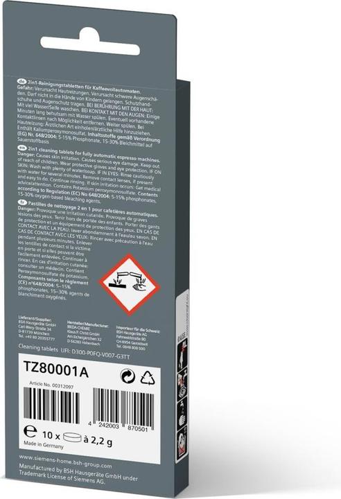 Image du produit Siemens Pastilles de nettoyage TZ80001A