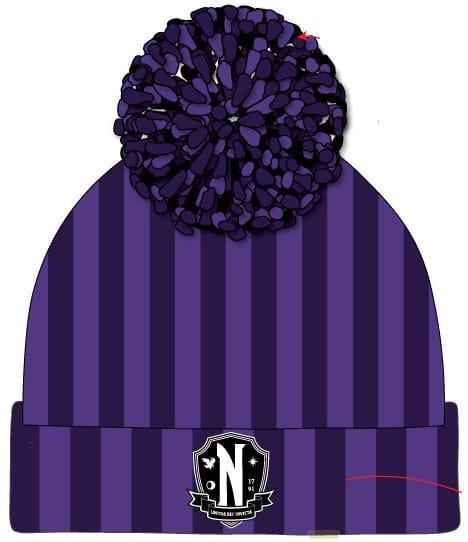 Heroes Inc Wednesday Pom-Pom Beanie Nevermore Logo