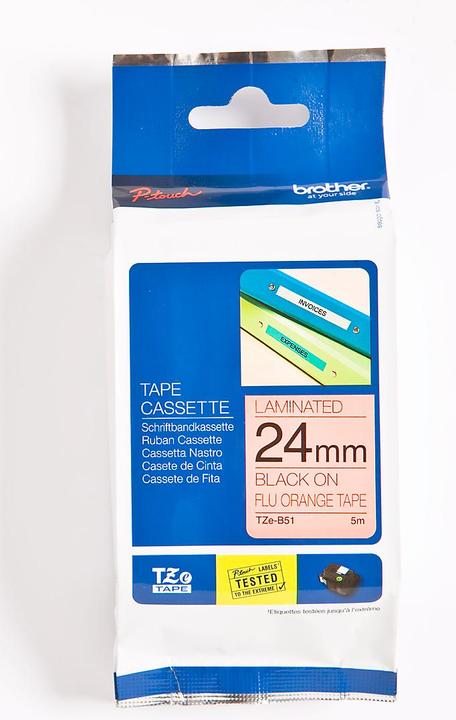 Immagine prodotto Brother TZB51 24 Nero ON Arancione (2.40 cm, Arancia, Nero)