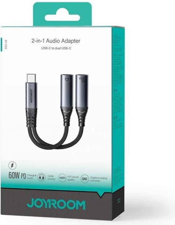 Actual product image Joyroom 2-in-1 Audio Adapter USB-C to Dual USB-C Cable (USB Type C, USB Type C)