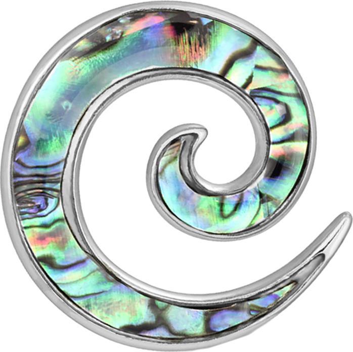 Produktbild Star Piercing Dehnspiralen silber einseitig mit Abalone (2stk) (ohne Messing, Chirurgenstahl 316L)