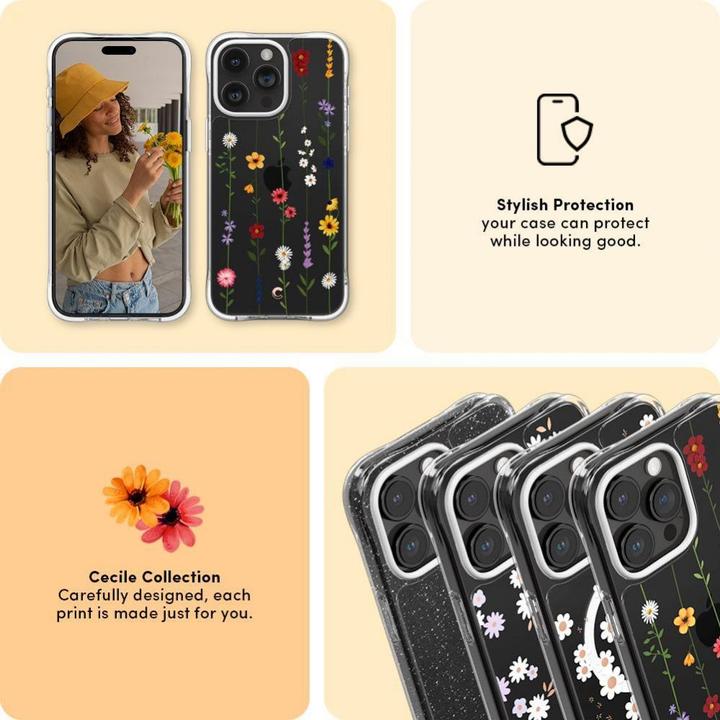 Actual product image Cyrill Cecile iPhone 15 Pro Max 6.7" flower garden ACS06625 (Apple iPhone 15 Pro Max)