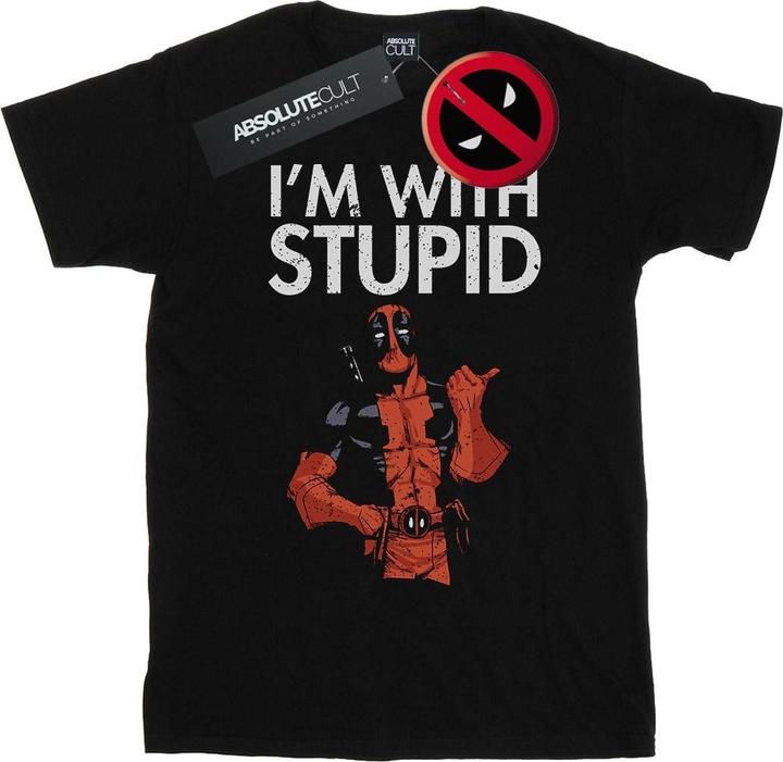 Actual product image Womens/Ladies Deadpool I'm With Stupid Cotton Boyfriend T-Shirt (XL)