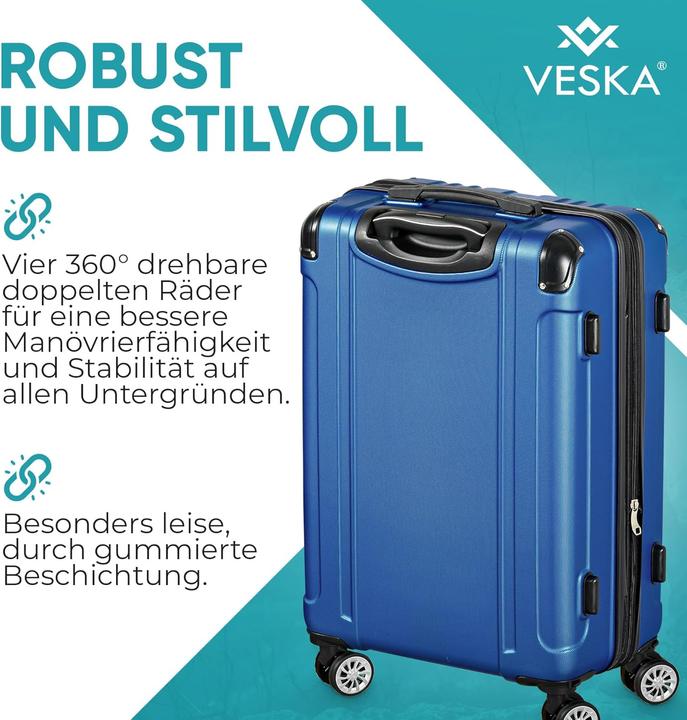 Produktbild Veska 3-teiliges Hartschalenkoffer-Set (Handgepäck (bis 50l), M (50 - 90l), L (90 - 115l))