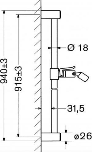 Image du produit Hansa Armaturen GmbH Barre de douche Hansajet 900mm, avec glissière chromée