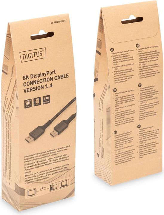 Immagine prodotto Digitus Cavo di collegamento DisplayPort 8K versione 1.4 (2 m, DisplayPort)
