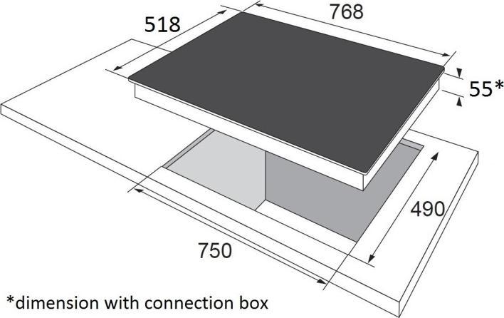 Immagine prodotto Amica Piano cottura a induzione con cornice Piano cottura in ceramica SCHOTT CERAN 76,8 x 51,8 cm 5