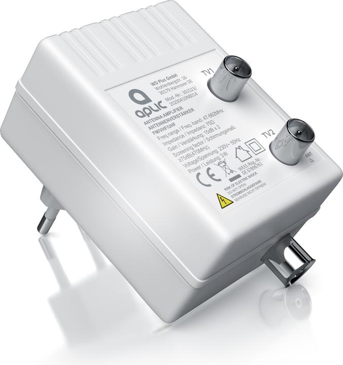 Actual product image Aplic DVB-T2 antenna amplifier, cable TV, radio antenna amplifier, 2x 15 dB signal amplification (Amplifier)