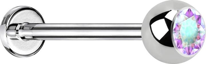 Immagine prodotto Star Piercing Micro Labret argento con sfera e cristallo multicolore (senza ottone, Acciaio chirurgico 316L)