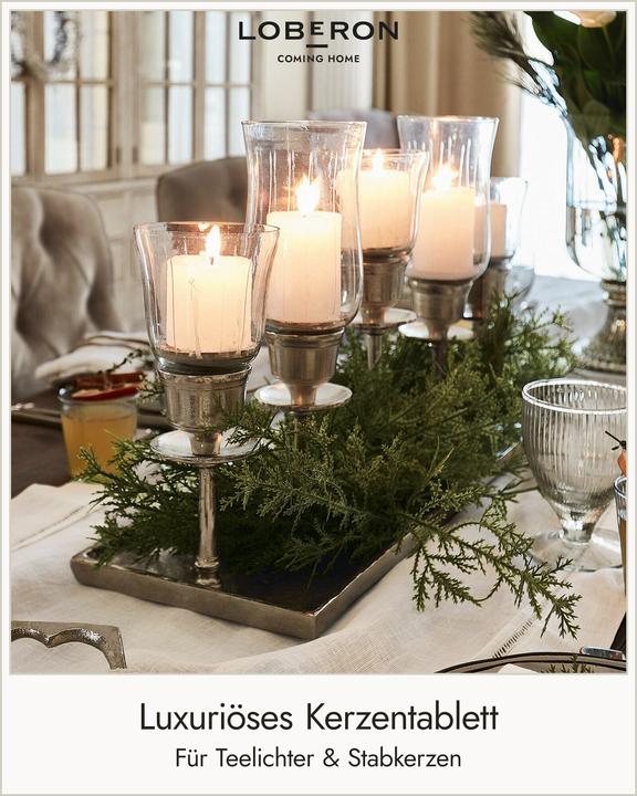 Image du produit Loberon Plateau pour bougies Ennedi argent/clair (61 x 20 x 38 cm)