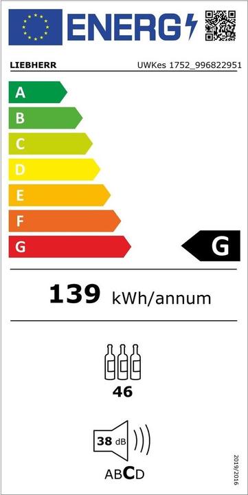Label énergétique Liebherr Cave à vin encastrable