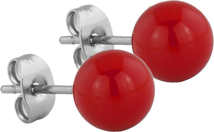 Actual product image Star Piercing Stud Earrings Fire Red Ball (Surgical steel 316L, without brass)
