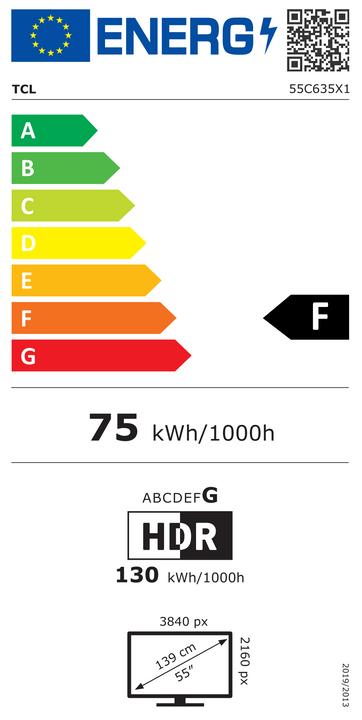 Energie-Label TCL 55C635 (55", C635, QLED, 4K, 2022)