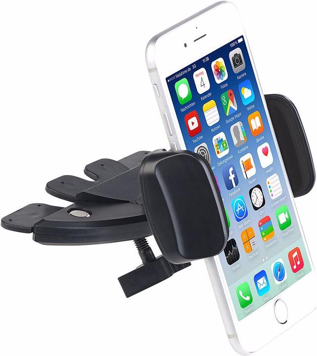 Lescars Support pour smartphone de voiture pour lecteur CD, avec rotule, 60 - 90 mm