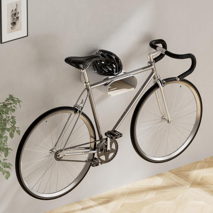 Immagine prodotto Wiltec Supporto da parete per biciclette bianco 39,8x16,7x32,6-42,6cm 25kg Supporto per biciclette