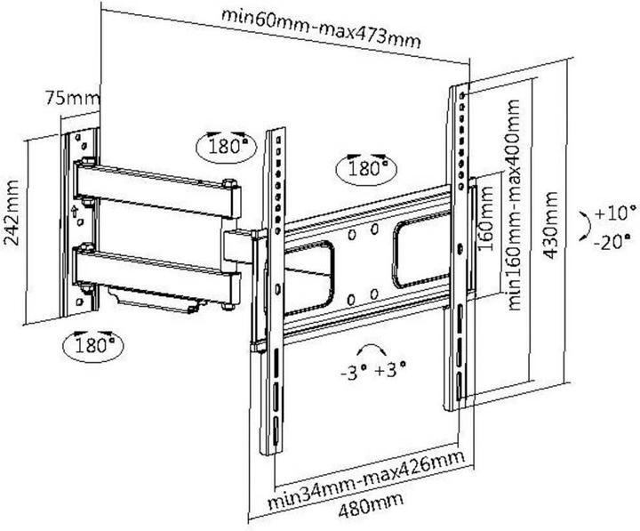 Immagine prodotto myWall H 25-1 L Supporto a parete per TV 81,3 cm (32") 139,7 cm (55") Ne (Muro, 55", 50 kg)