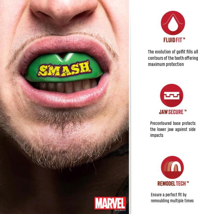 Actual product image SafeJawz Marvel The Hulk mouthguard