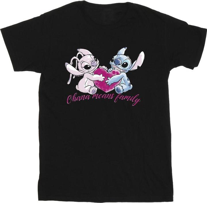 Actual product image Disney Girls Lilo And Stitch Ohana Heart With Angel Cotton T-Shirt (140, 146)