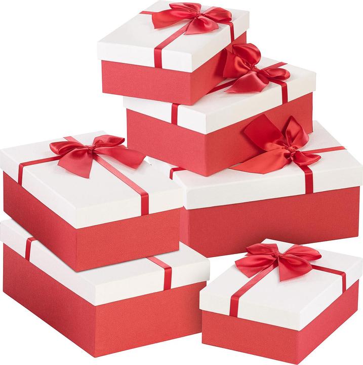 Produktbild Your Design 6er-Set edle Geschenk-Boxen mit roter Schleife (Geschenkbox, 6 x)