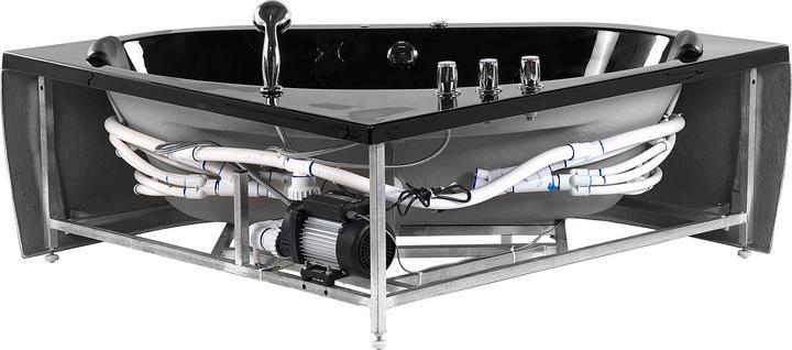 Produktbild Beliani Whirlpool Badewanne schwarz Eckmodell mit LED 140 x 140 cm MEVES (300 l, 140 cm)