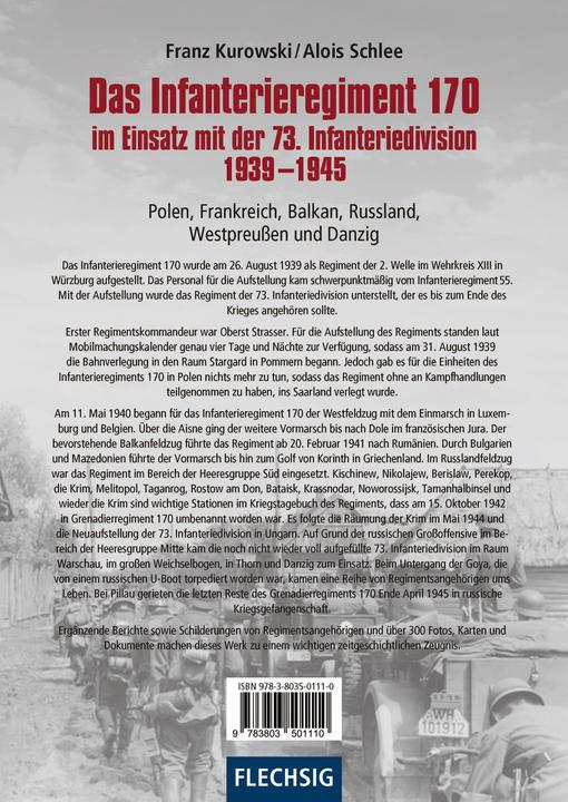 Immagine prodotto Das Infanterieregiment 170 im Einsatz mit der 73. Infanteriedivision 1939-1945 (Tedesco, Franz Kurowski, Alois Schlee, 2019)